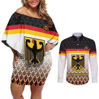 Custom Germany Hockey Couples Matching Off Shoulder Short Dress and Long Sleeve Button Shirt Go Trager der Adler