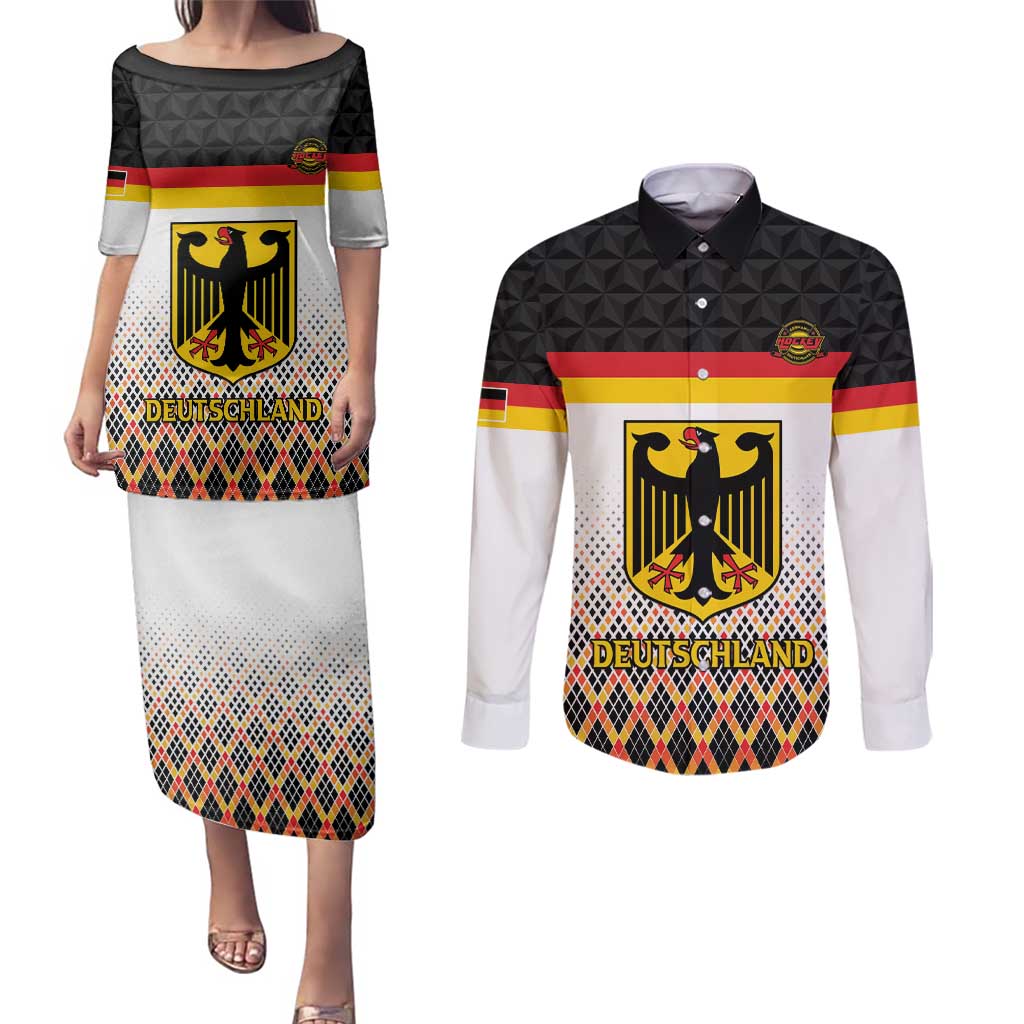 Custom Germany Hockey Couples Matching Puletasi and Long Sleeve Button Shirt Go Trager der Adler