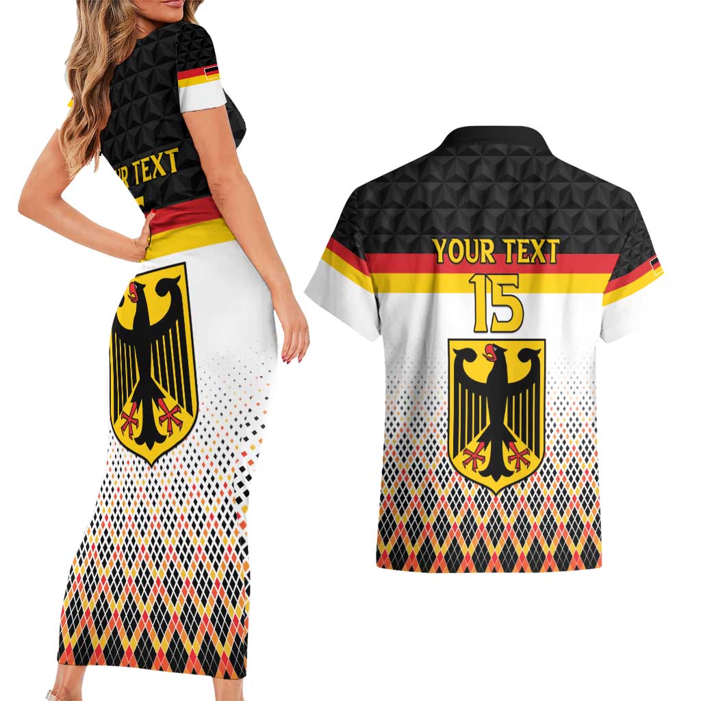 Custom Germany Hockey Couples Matching Short Sleeve Bodycon Dress and Hawaiian Shirt Go Trager der Adler