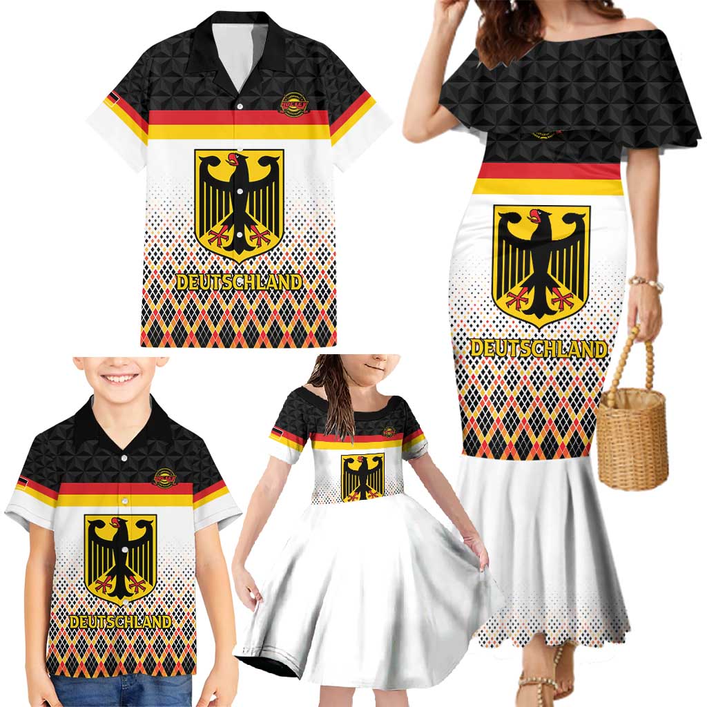 Custom Germany Hockey Family Matching Mermaid Dress and Hawaiian Shirt Go Trager der Adler