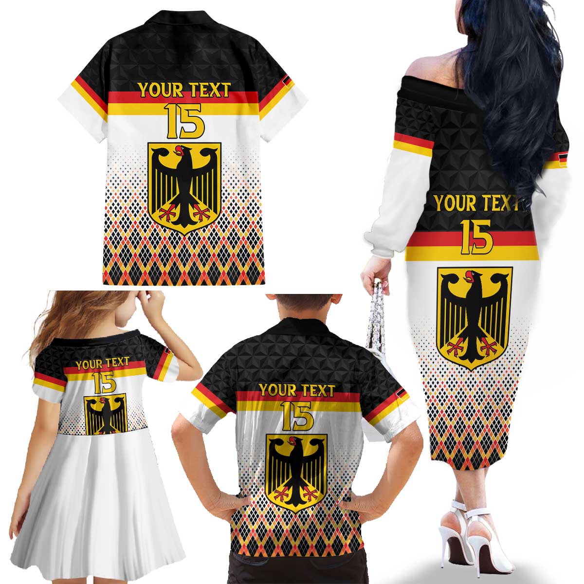 Custom Germany Hockey Family Matching Off The Shoulder Long Sleeve Dress and Hawaiian Shirt Go Trager der Adler
