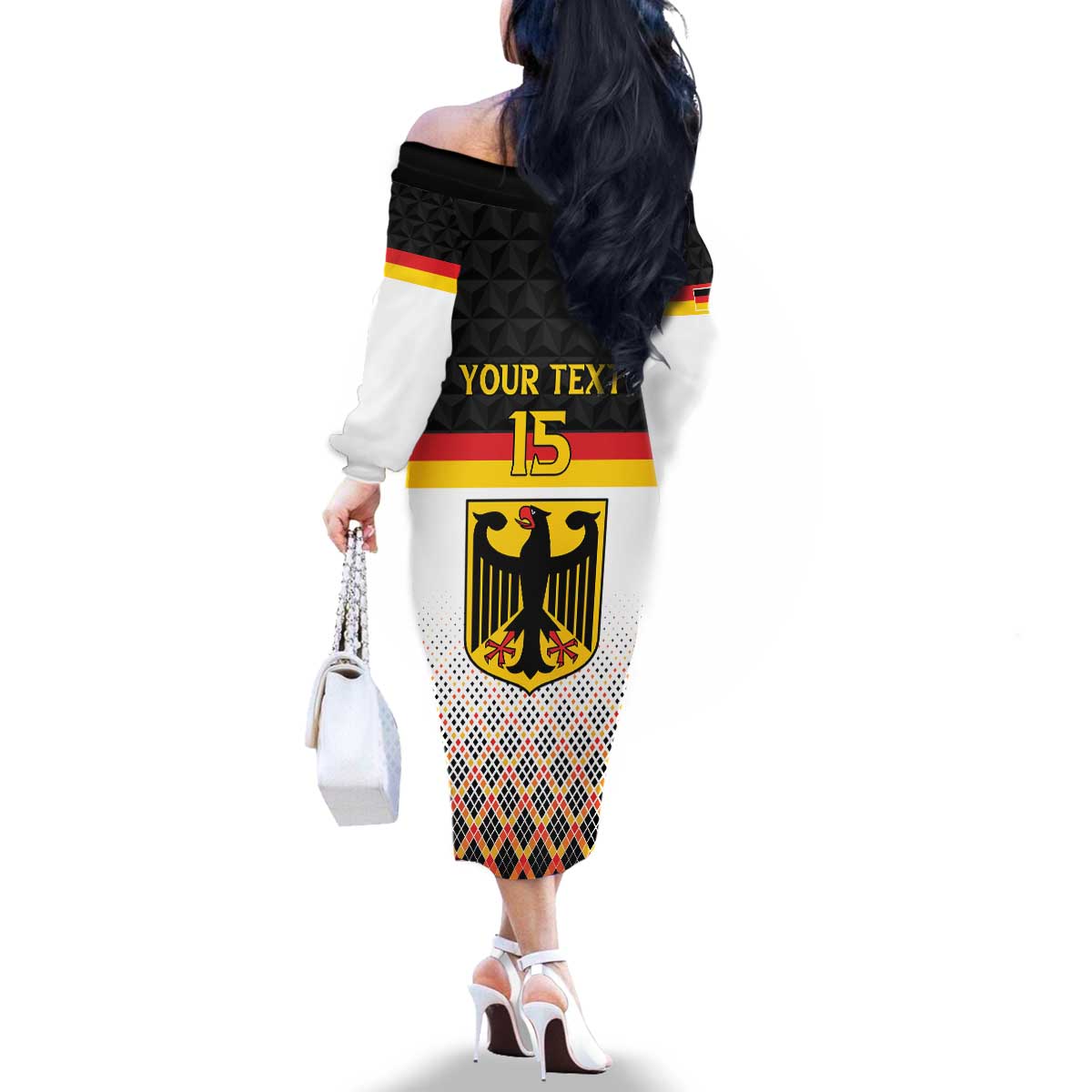 Custom Germany Hockey Family Matching Off The Shoulder Long Sleeve Dress and Hawaiian Shirt Go Trager der Adler
