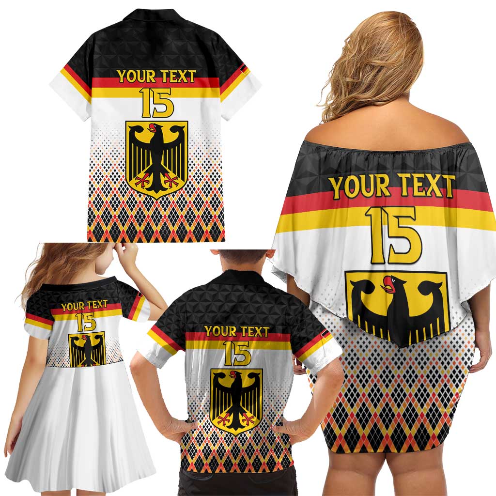 Custom Germany Hockey Family Matching Off Shoulder Short Dress and Hawaiian Shirt Go Trager der Adler
