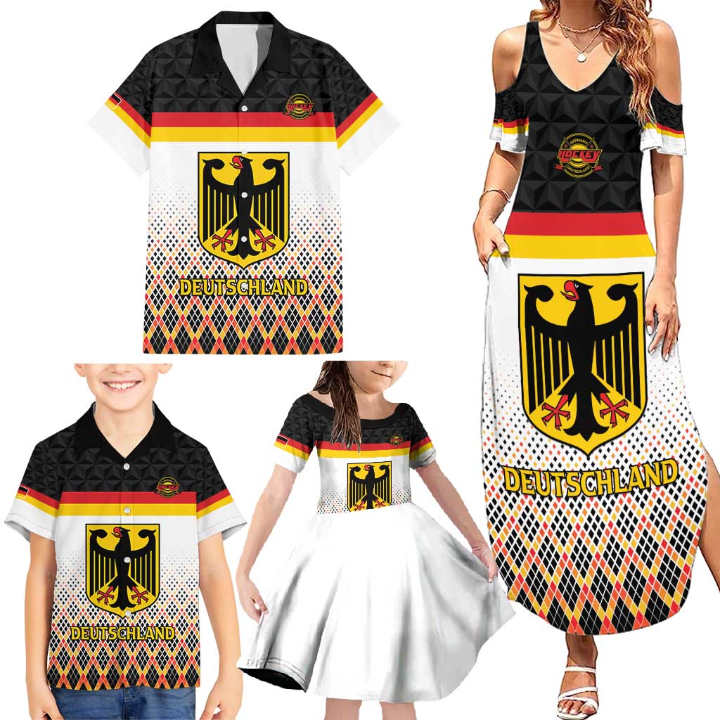 Custom Germany Hockey Family Matching Summer Maxi Dress and Hawaiian Shirt Go Trager der Adler