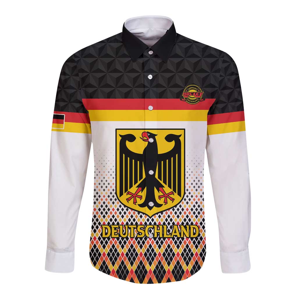 Custom Germany Hockey Long Sleeve Button Shirt Go Trager der Adler