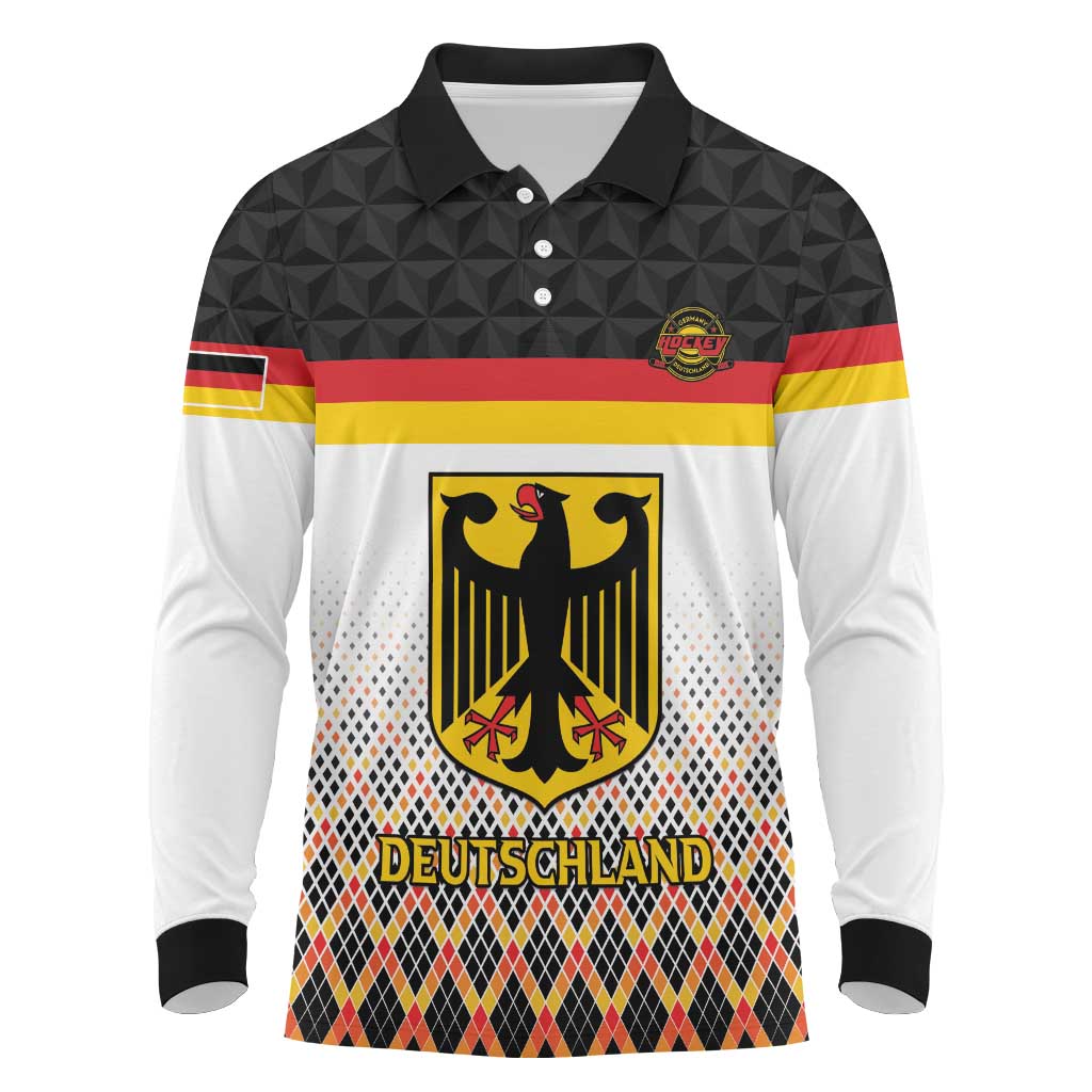 Custom Germany Hockey Long Sleeve Polo Shirt Go Trager der Adler