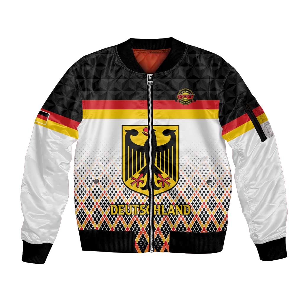 Custom Germany Hockey Sleeve Zip Bomber Jacket Go Trager der Adler