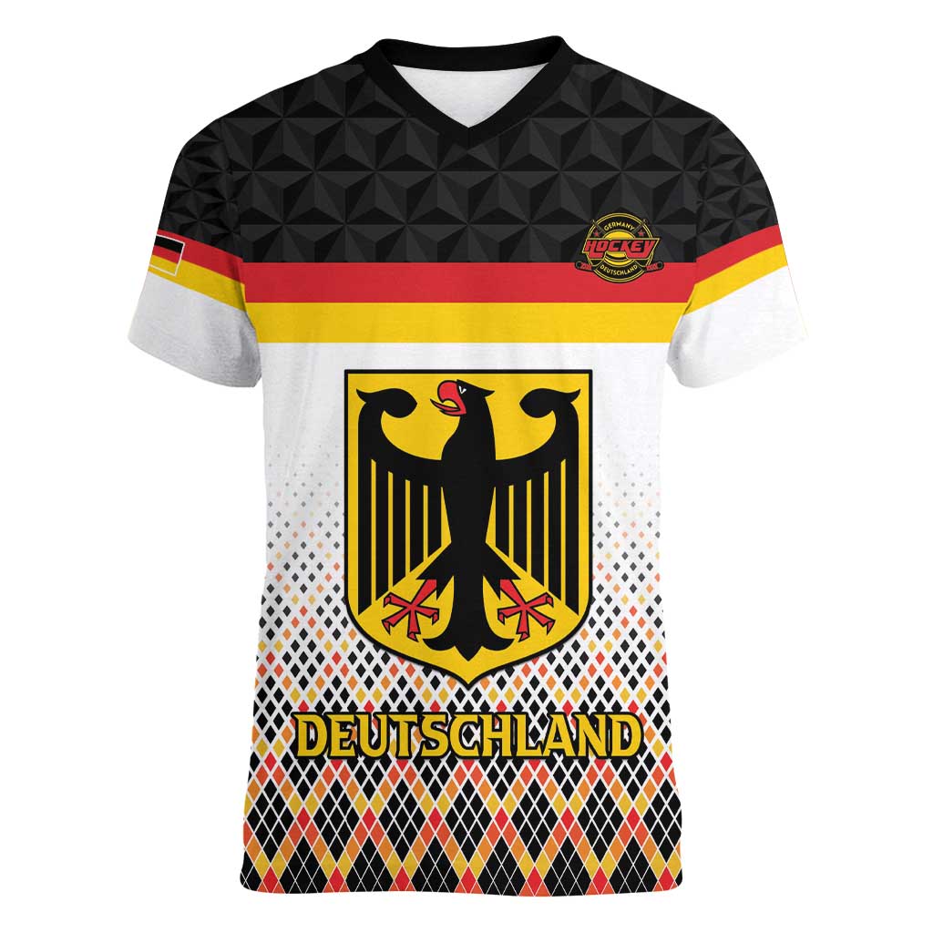 Custom Germany Hockey Women V-Neck T-Shirt Go Trager der Adler