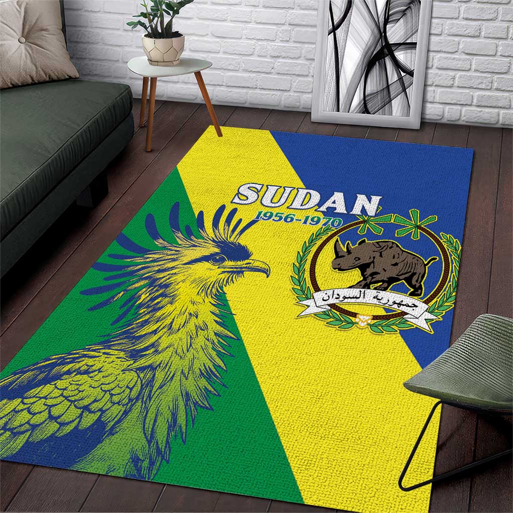 Personalized Sudan 1956-1970 Area Rug Secretary Bird Coat Of Arms