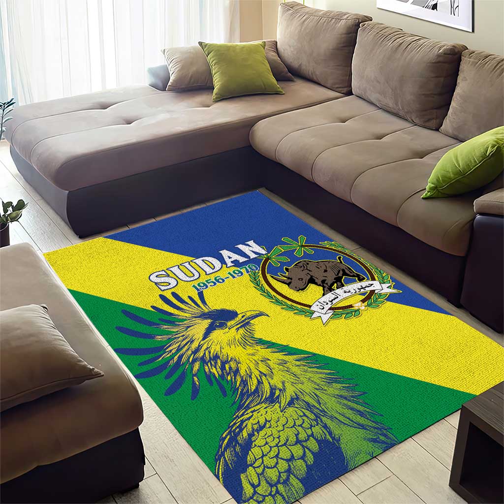 Personalized Sudan 1956-1970 Area Rug Secretary Bird Coat Of Arms