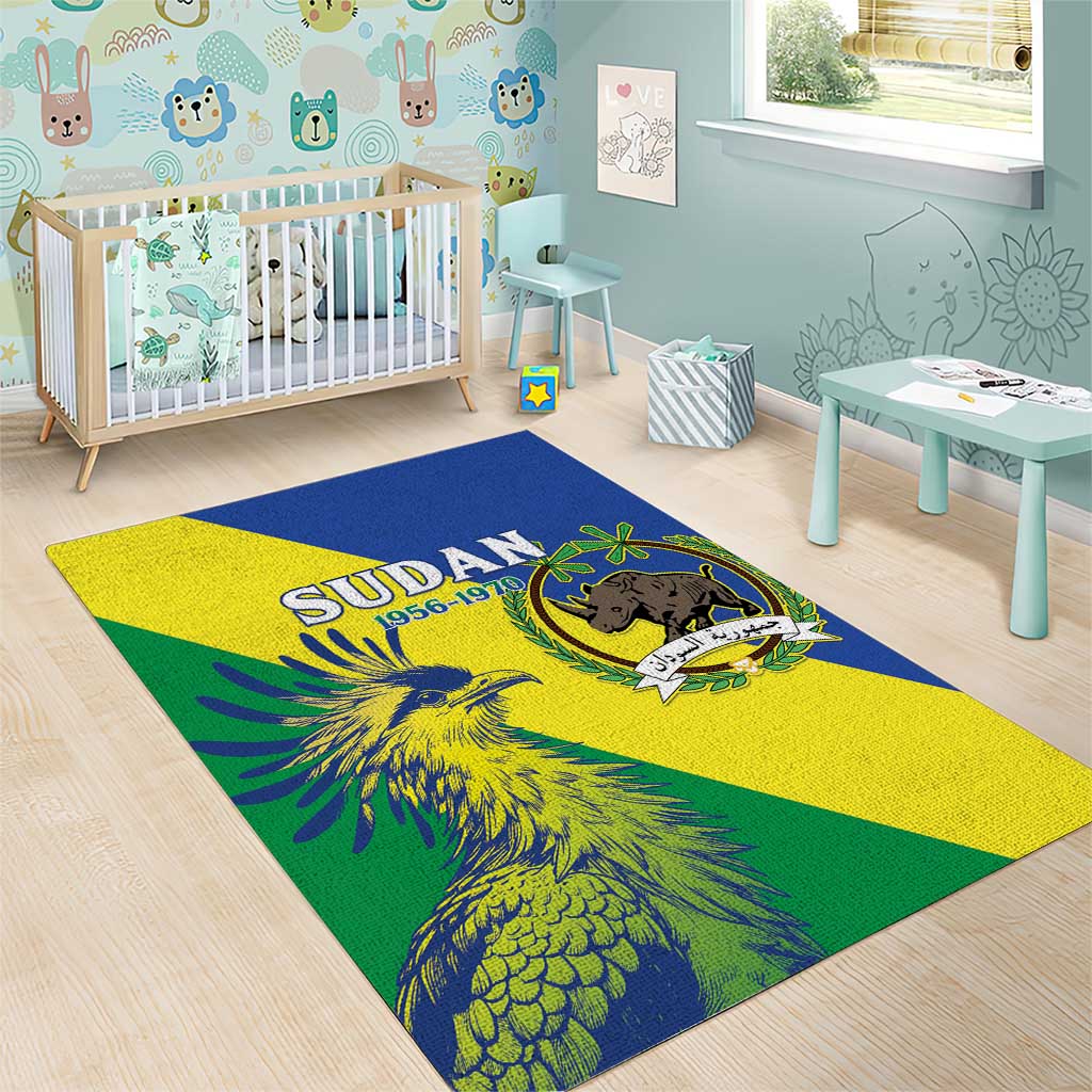 Personalized Sudan 1956-1970 Area Rug Secretary Bird Coat Of Arms