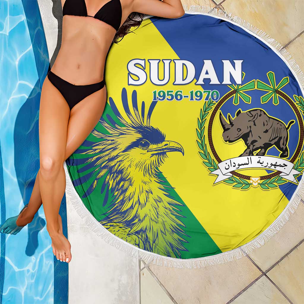 Personalized Sudan 1956-1970 Beach Blanket Secretary Bird Coat Of Arms