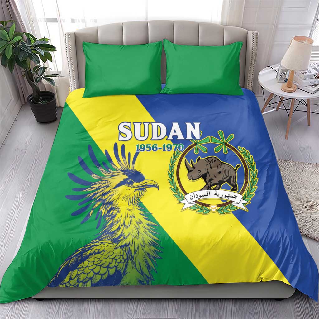 Personalized Sudan 1956-1970 Bedding Set Secretary Bird Coat Of Arms