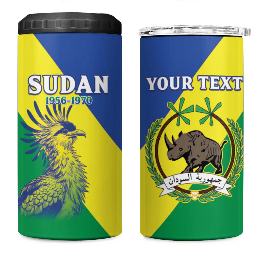 Personalized Sudan 1956-1970 4 in 1 Can Cooler Tumbler Secretary Bird Coat Of Arms