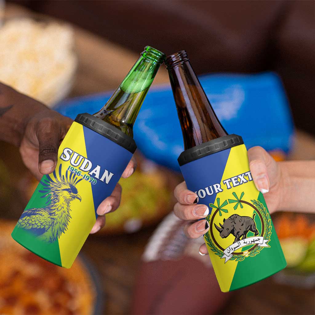 Personalized Sudan 1956-1970 4 in 1 Can Cooler Tumbler Secretary Bird Coat Of Arms