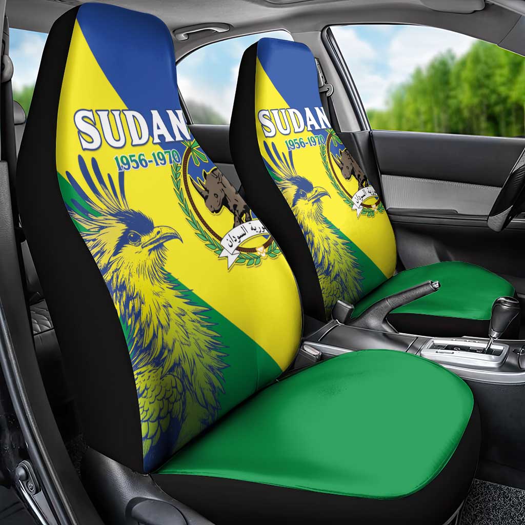 Personalized Sudan 1956-1970 Car Seat Cover Secretary Bird Coat Of Arms