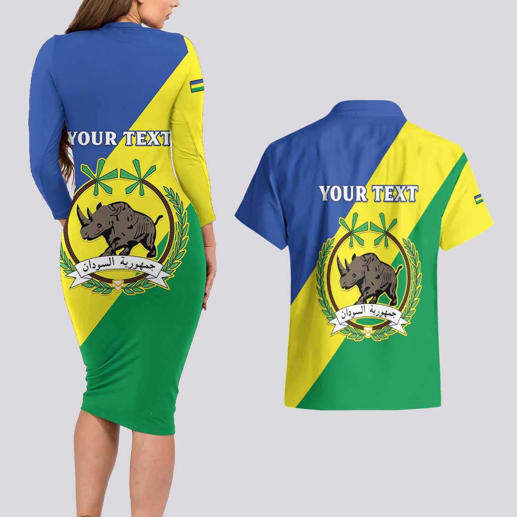 Personalized Sudan 1956-1970 Couples Matching Long Sleeve Bodycon Dress and Hawaiian Shirt Secretary Bird Coat Of Arms