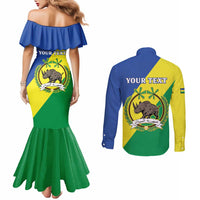 Personalized Sudan 1956-1970 Couples Matching Mermaid Dress and Long Sleeve Button Shirt Secretary Bird Coat Of Arms