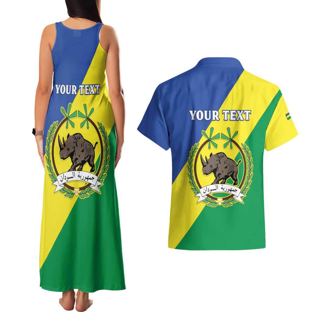 Personalized Sudan 1956-1970 Couples Matching Tank Maxi Dress and Hawaiian Shirt Secretary Bird Coat Of Arms