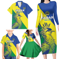 Personalized Sudan 1956-1970 Family Matching Long Sleeve Bodycon Dress and Hawaiian Shirt Secretary Bird Coat Of Arms