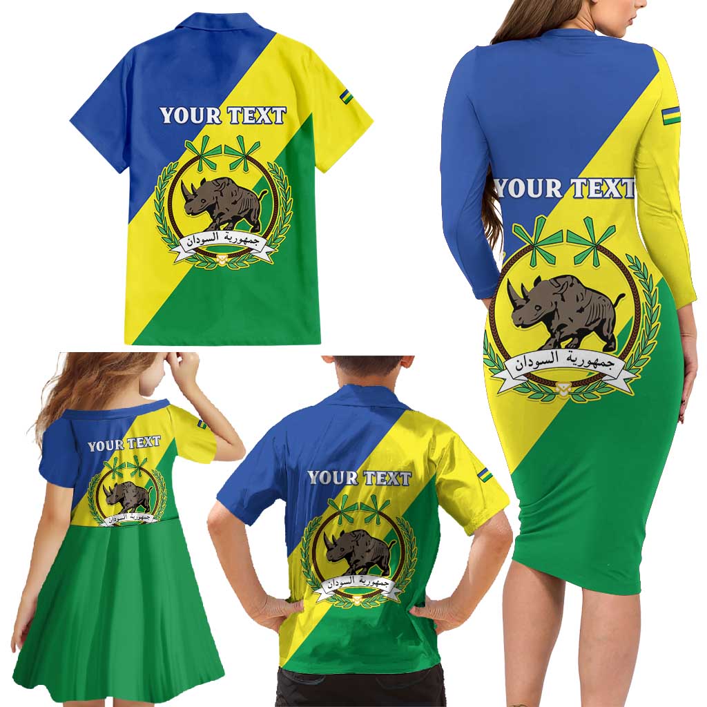 Personalized Sudan 1956-1970 Family Matching Long Sleeve Bodycon Dress and Hawaiian Shirt Secretary Bird Coat Of Arms