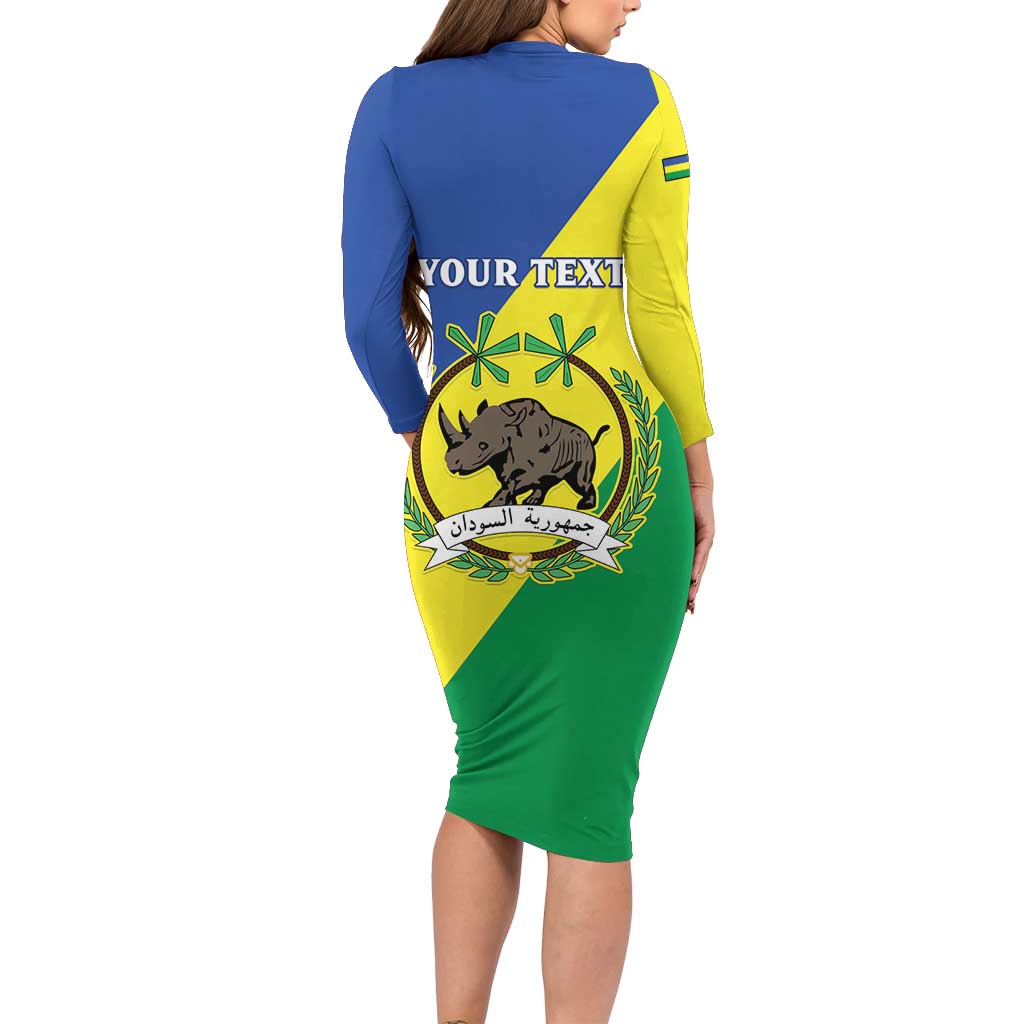 Personalized Sudan 1956-1970 Family Matching Long Sleeve Bodycon Dress and Hawaiian Shirt Secretary Bird Coat Of Arms