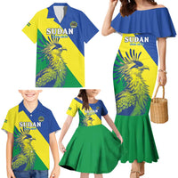 Personalized Sudan 1956-1970 Family Matching Mermaid Dress and Hawaiian Shirt Secretary Bird Coat Of Arms