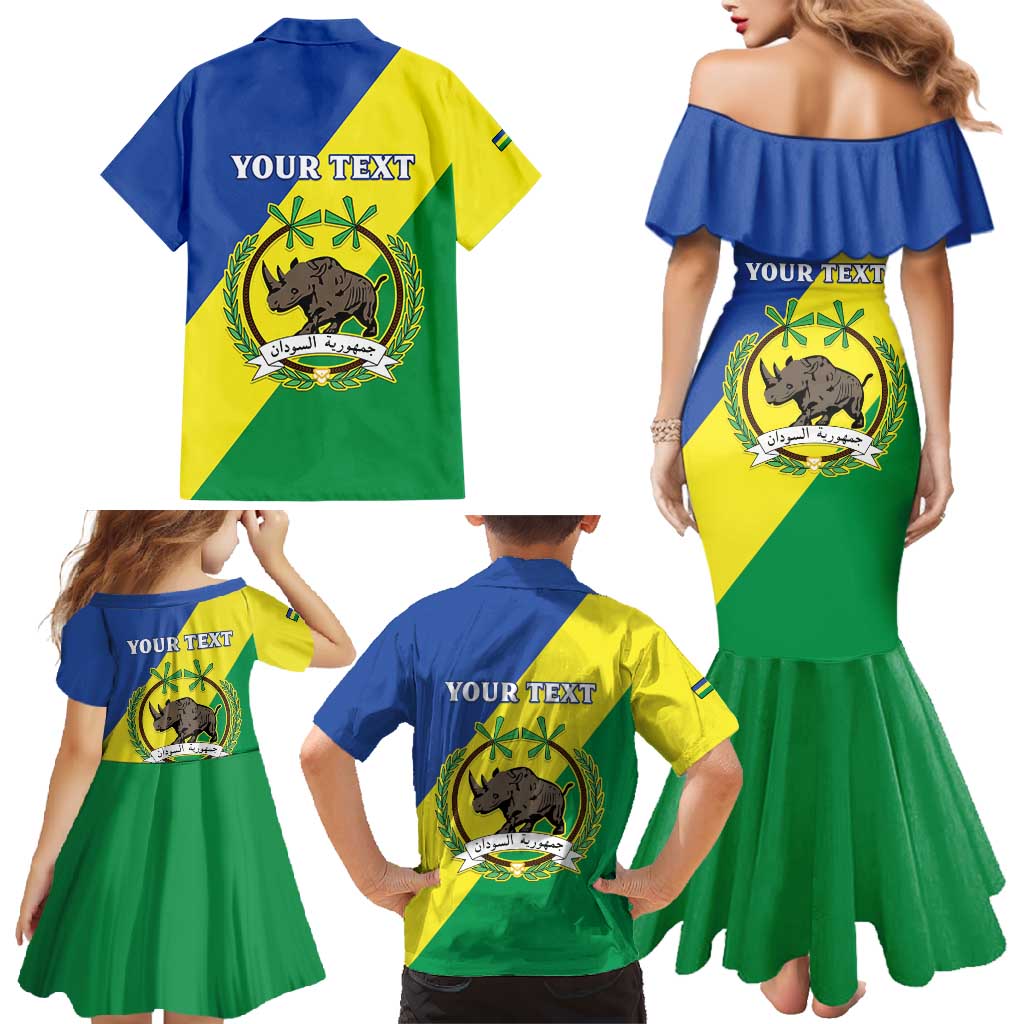 Personalized Sudan 1956-1970 Family Matching Mermaid Dress and Hawaiian Shirt Secretary Bird Coat Of Arms