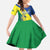Personalized Sudan 1956-1970 Family Matching Off The Shoulder Long Sleeve Dress and Hawaiian Shirt Secretary Bird Coat Of Arms