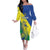 Personalized Sudan 1956-1970 Family Matching Off The Shoulder Long Sleeve Dress and Hawaiian Shirt Secretary Bird Coat Of Arms