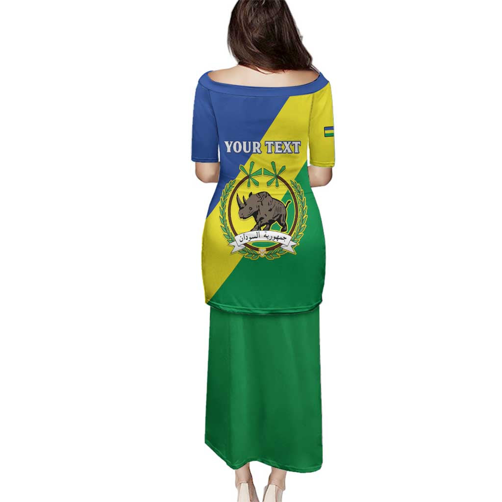 Personalized Sudan 1956-1970 Family Matching Puletasi and Hawaiian Shirt Secretary Bird Coat Of Arms