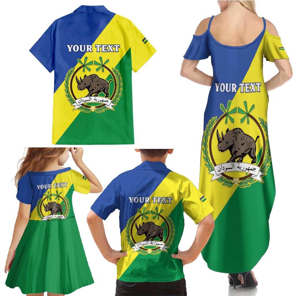 Personalized Sudan 1956-1970 Family Matching Summer Maxi Dress and Hawaiian Shirt Secretary Bird Coat Of Arms