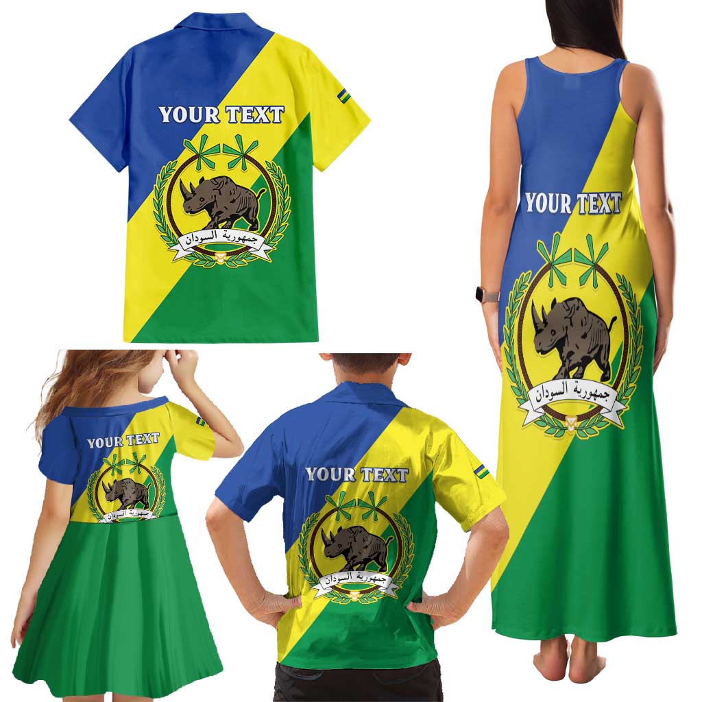 Personalized Sudan 1956-1970 Family Matching Tank Maxi Dress and Hawaiian Shirt Secretary Bird Coat Of Arms