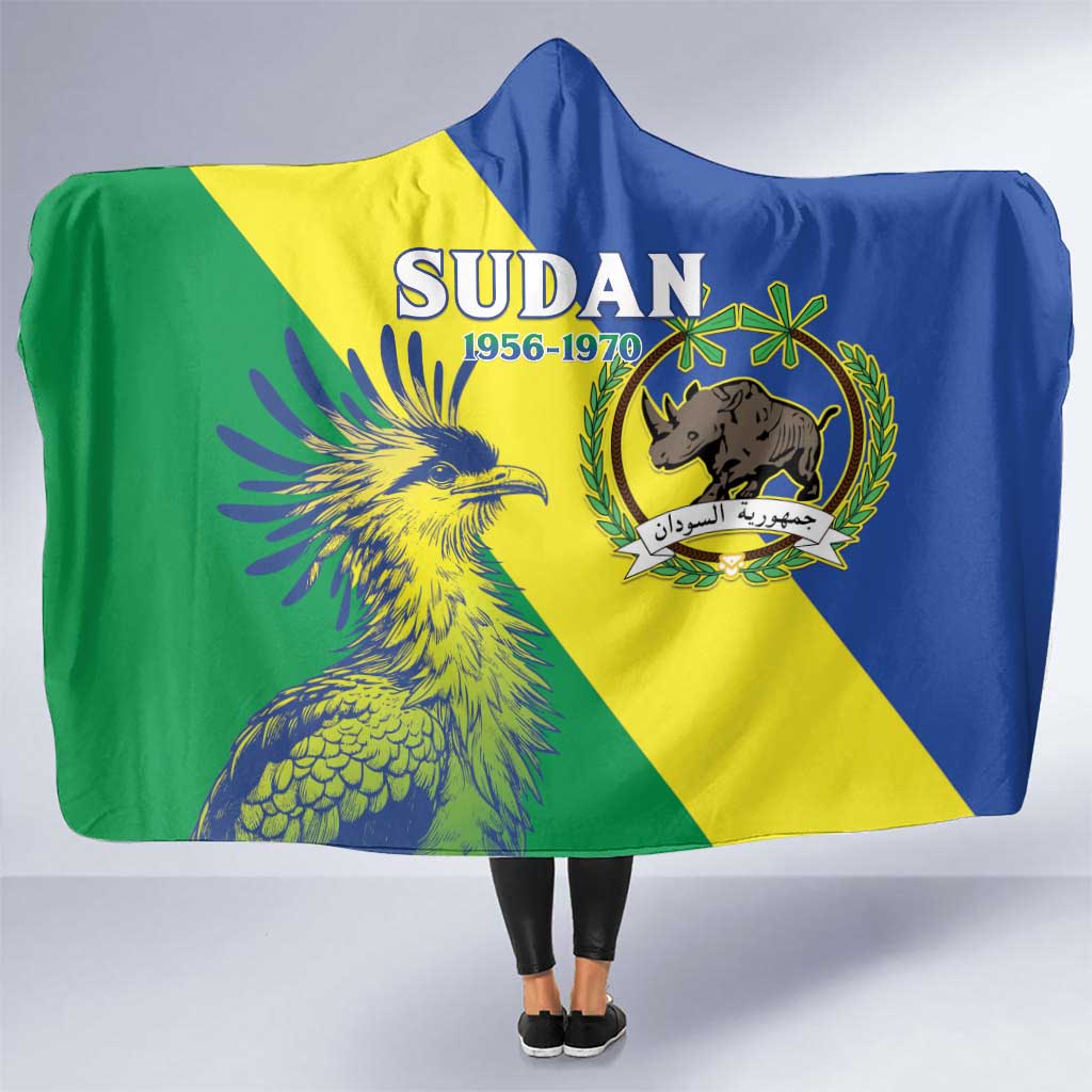 Personalized Sudan 1956-1970 Hooded Blanket Secretary Bird Coat Of Arms