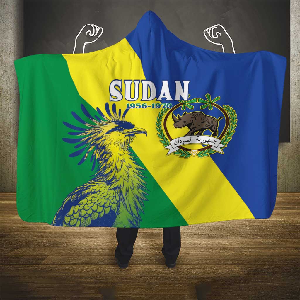 Personalized Sudan 1956-1970 Hooded Blanket Secretary Bird Coat Of Arms