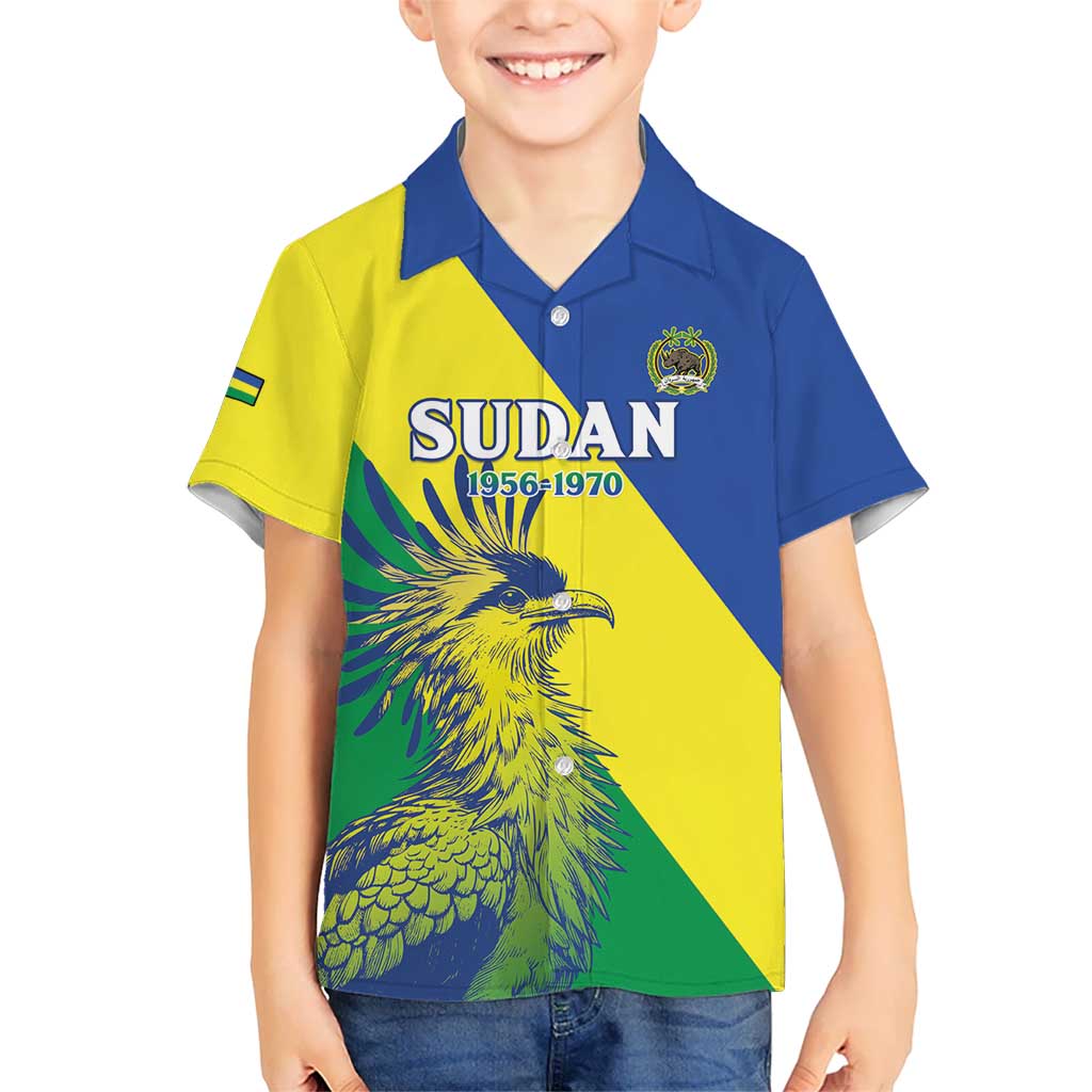 Personalized Sudan 1956-1970 Kid Hawaiian Shirt Secretary Bird Coat Of Arms