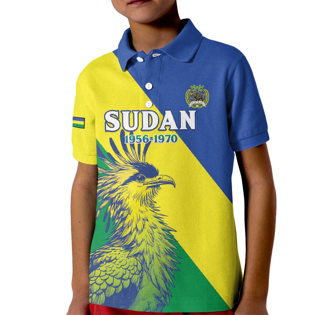 Personalized Sudan 1956-1970 Kid Polo Shirt Secretary Bird Coat Of Arms