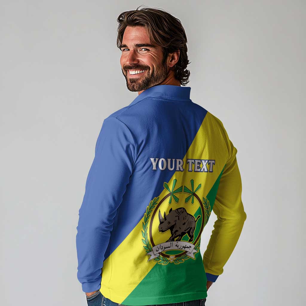 Personalized Sudan 1956-1970 Long Sleeve Polo Shirt Secretary Bird Coat Of Arms