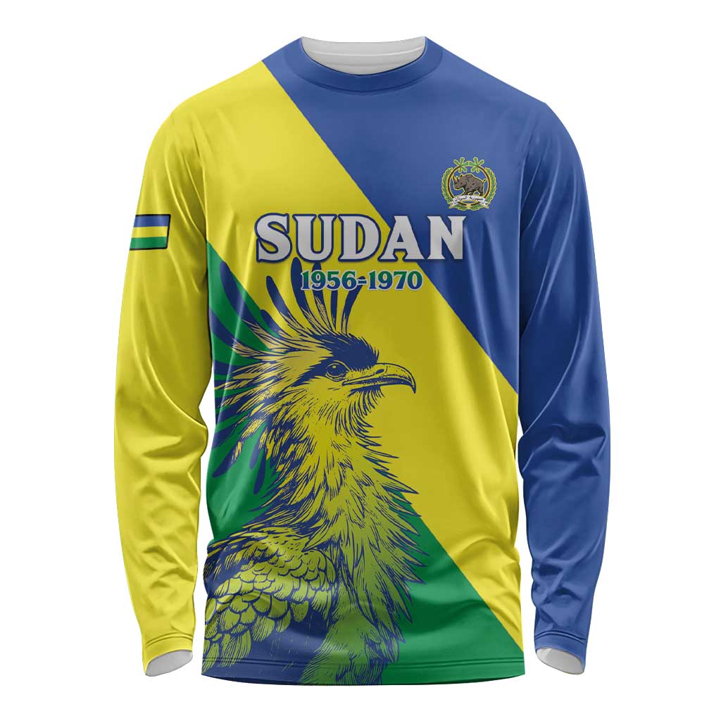 Personalized Sudan 1956-1970 Long Sleeve Shirt Secretary Bird Coat Of Arms