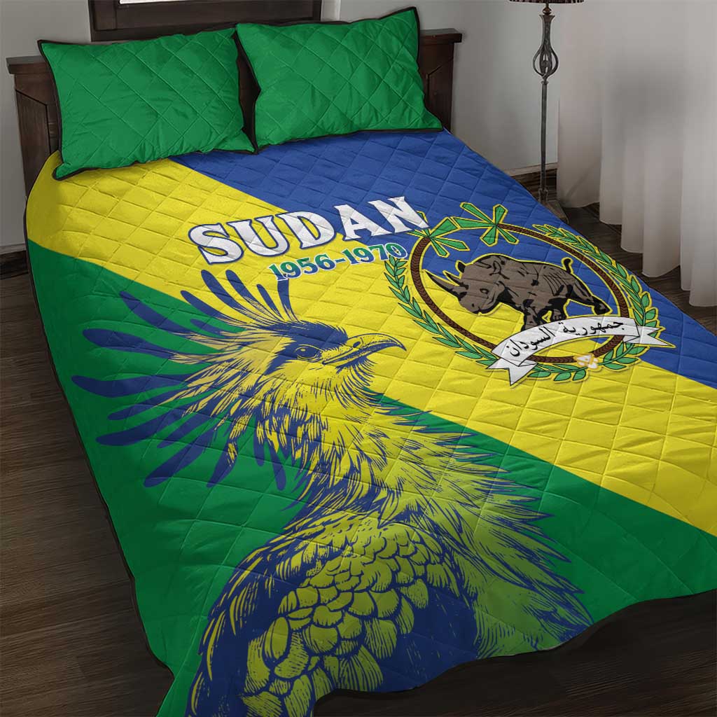 Personalized Sudan 1956-1970 Quilt Bed Set Secretary Bird Coat Of Arms