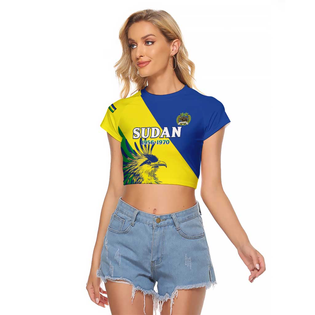 Personalized Sudan 1956-1970 Raglan Cropped T Shirt Secretary Bird Coat Of Arms