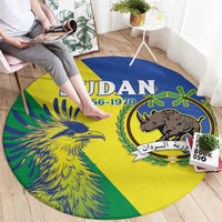 Personalized Sudan 1956-1970 Round Carpet Secretary Bird Coat Of Arms