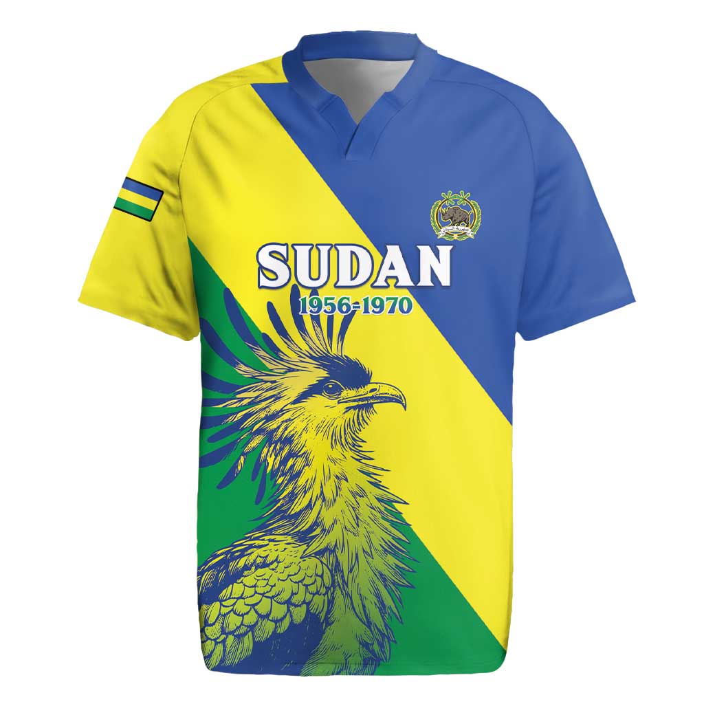 Personalized Sudan 1956-1970 Rugby Jersey Secretary Bird Coat Of Arms