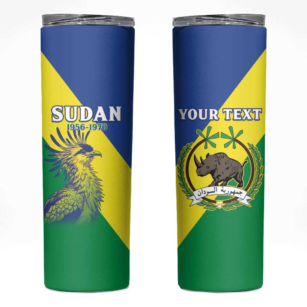 Personalized Sudan 1956-1970 Skinny Tumbler Secretary Bird Coat Of Arms