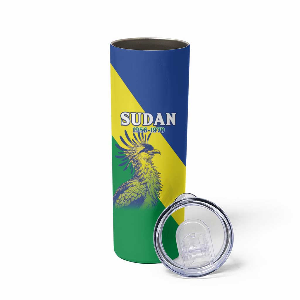 Personalized Sudan 1956-1970 Skinny Tumbler Secretary Bird Coat Of Arms