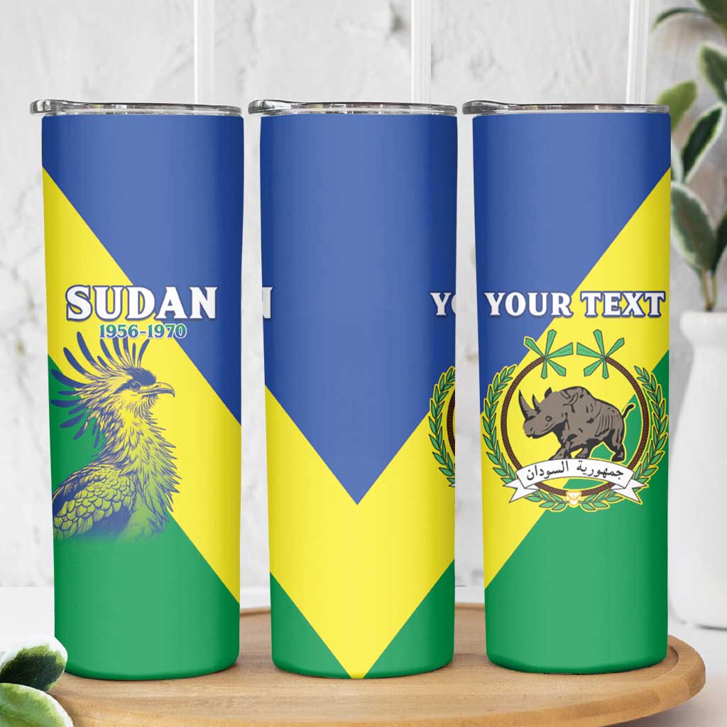 Personalized Sudan 1956-1970 Skinny Tumbler Secretary Bird Coat Of Arms