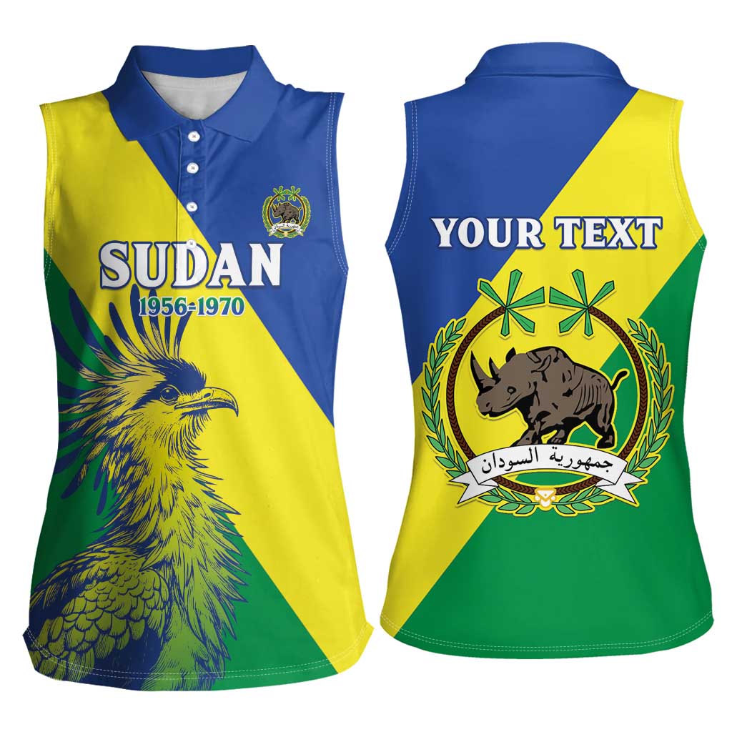Personalized Sudan 1956-1970 Women Sleeveless Polo Shirt Secretary Bird Coat Of Arms