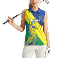 Personalized Sudan 1956-1970 Women Sleeveless Polo Shirt Secretary Bird Coat Of Arms