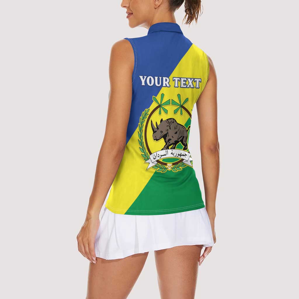 Personalized Sudan 1956-1970 Women Sleeveless Polo Shirt Secretary Bird Coat Of Arms