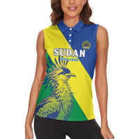 Personalized Sudan 1956-1970 Women Sleeveless Polo Shirt Secretary Bird Coat Of Arms